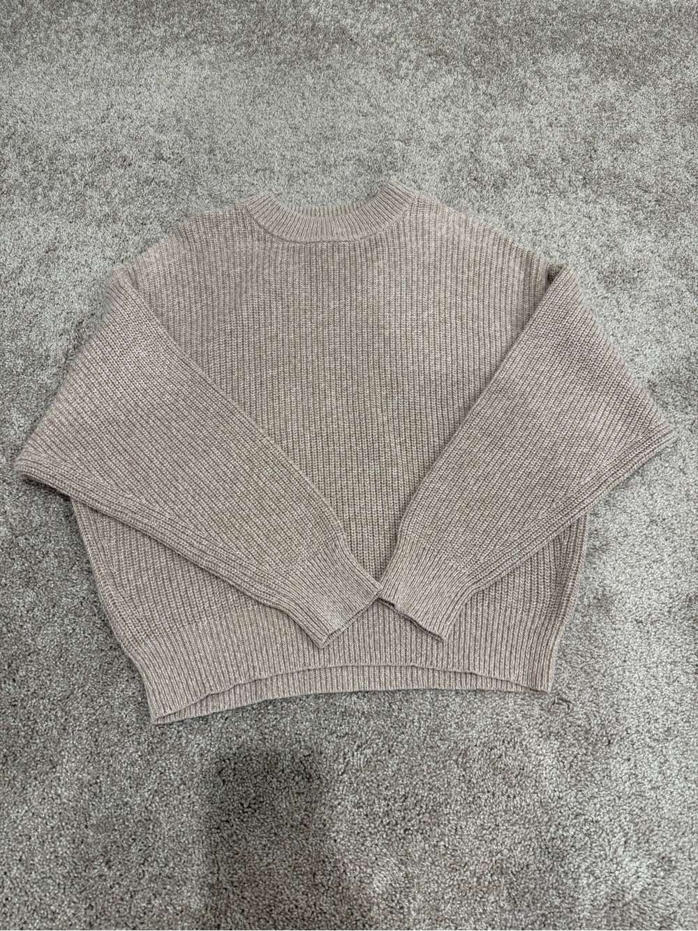 Uniqlo Women's Ribbed Crewneck Sweater - Taupe Brown